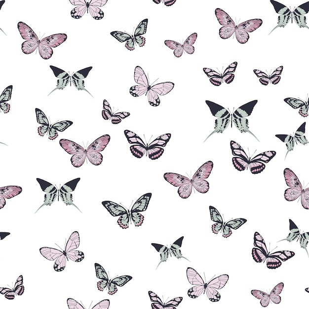 Seamless pattern with butterflies Vector