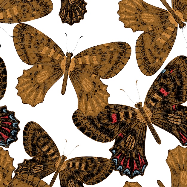 Vector seamless pattern with butterflies.