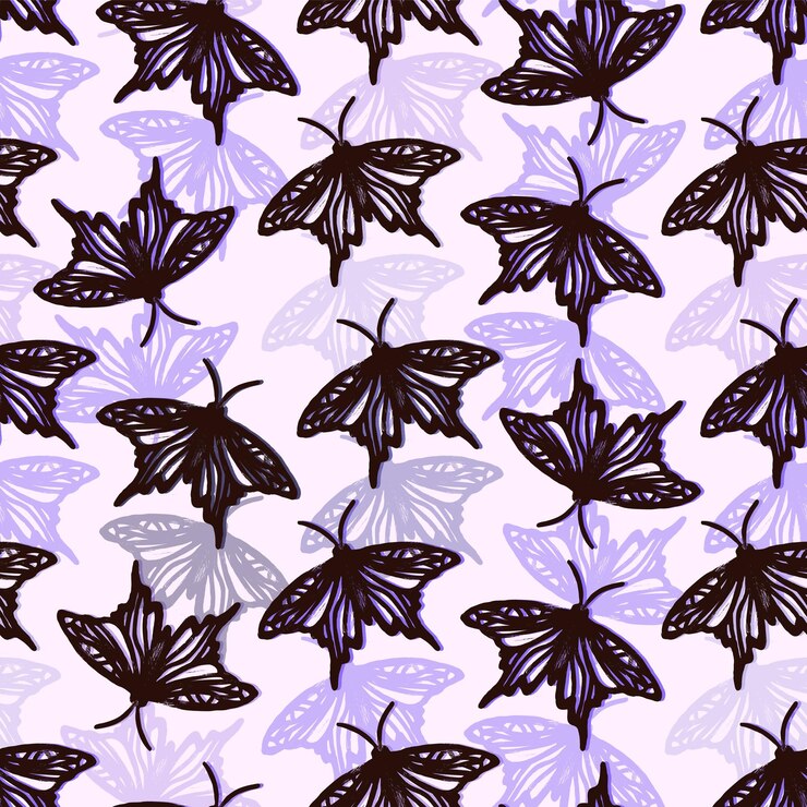 Vector seamless pattern with butterfly silhouettes vector illustration