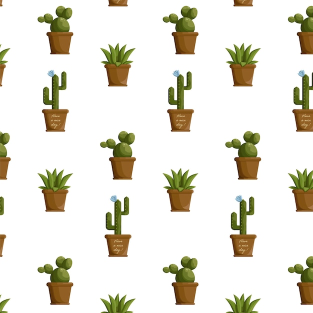 Seamless pattern with cacti pattern with houseplants cactus pattern