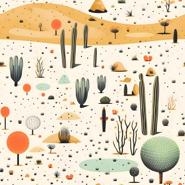 Vector seamless pattern with cacti and succulents vector illustration