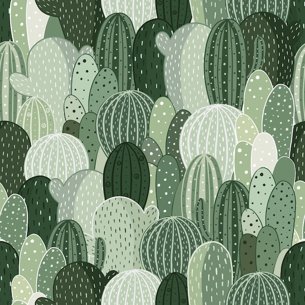 Vector seamless pattern with cactus in cartoon style wallpaper textiles wrapping paper apparel