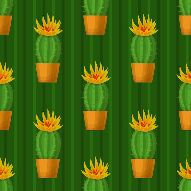 Seamless pattern with cactus