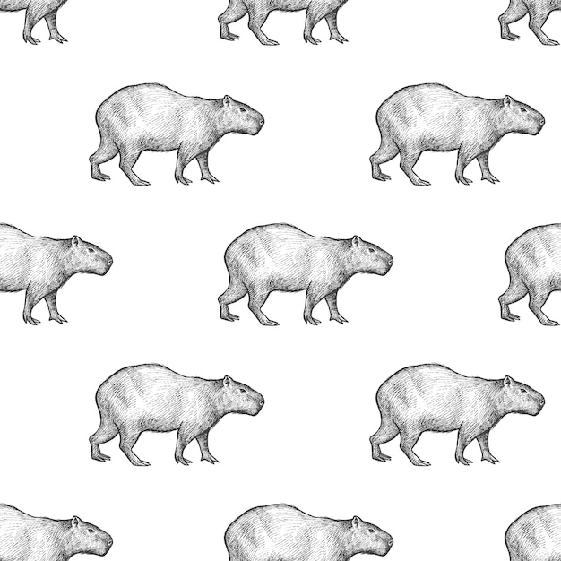 Seamless pattern with Capybara.