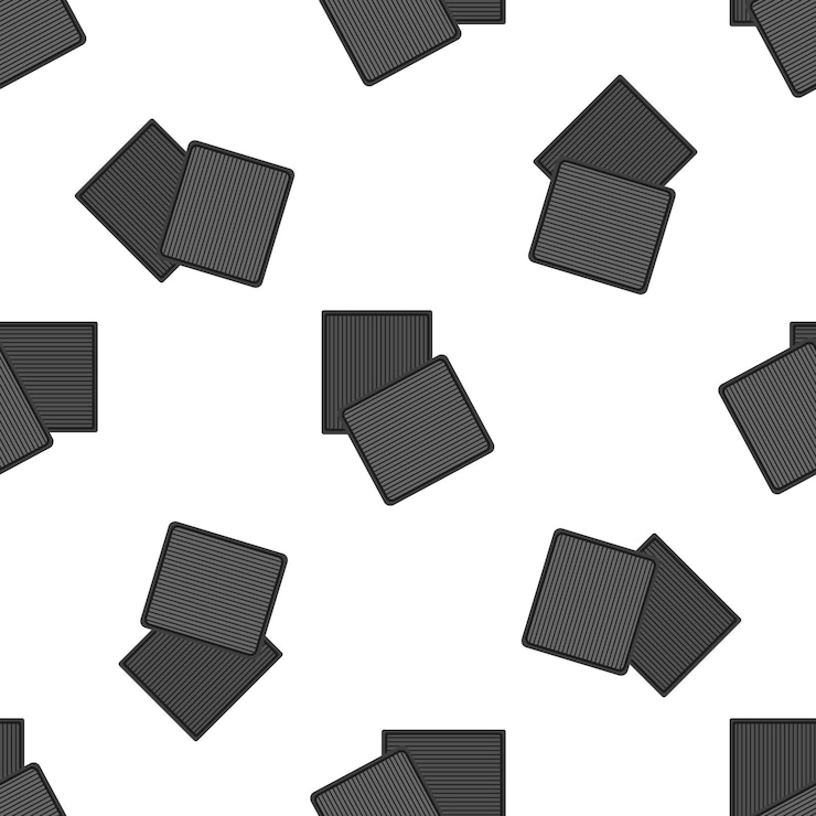 Vector seamless pattern with car air filter on white background