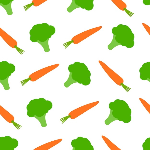 Seamless pattern with carrot and broccoli