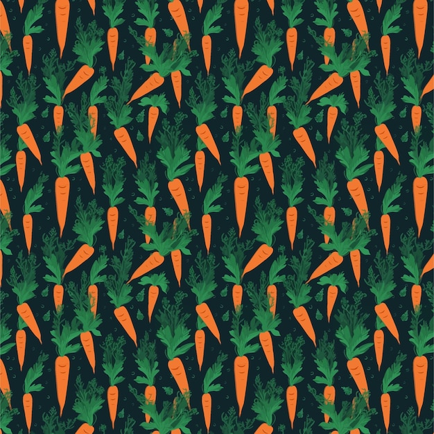 Seamless pattern with carrots on a dark background.