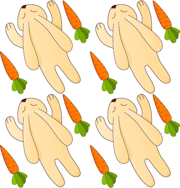 Бесшовный рисунок с морковью и кроликами