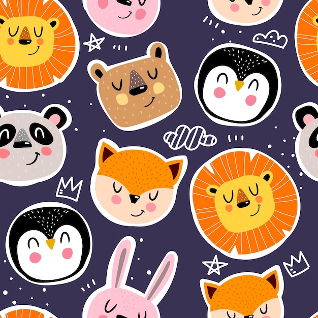 seamless pattern with cartoon animals