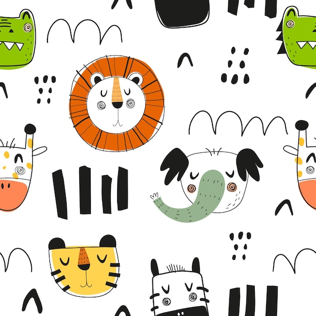 Seamless pattern with cartoon animals