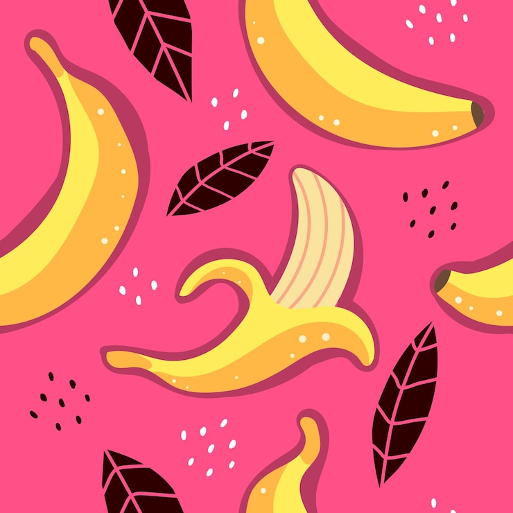 Vector seamless pattern with cartoon bananas