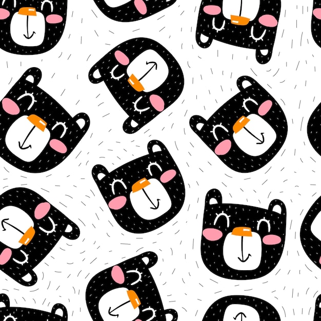 Seamless pattern with cartoon bears