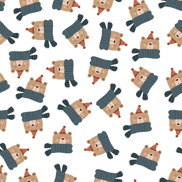 Vector seamless pattern with cartoon bears