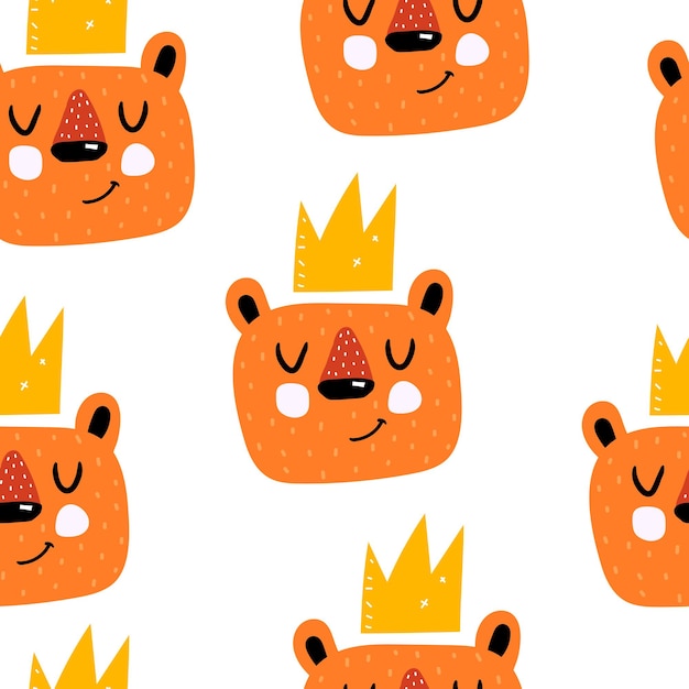 Seamless pattern with cartoon bears