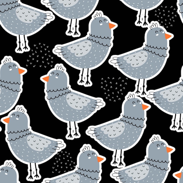 Seamless pattern with cartoon birds