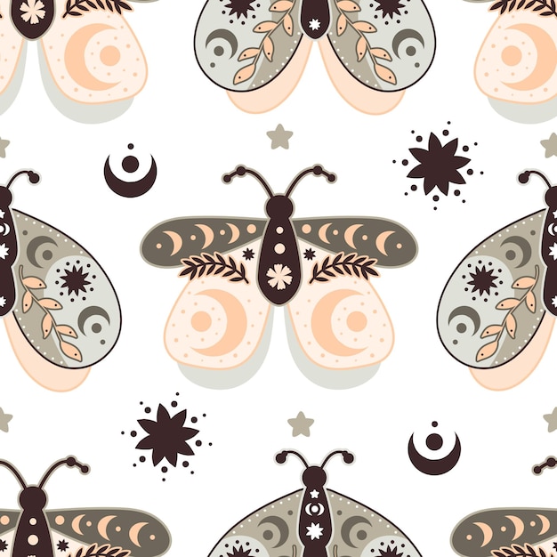 Seamless pattern with cartoon butterflies