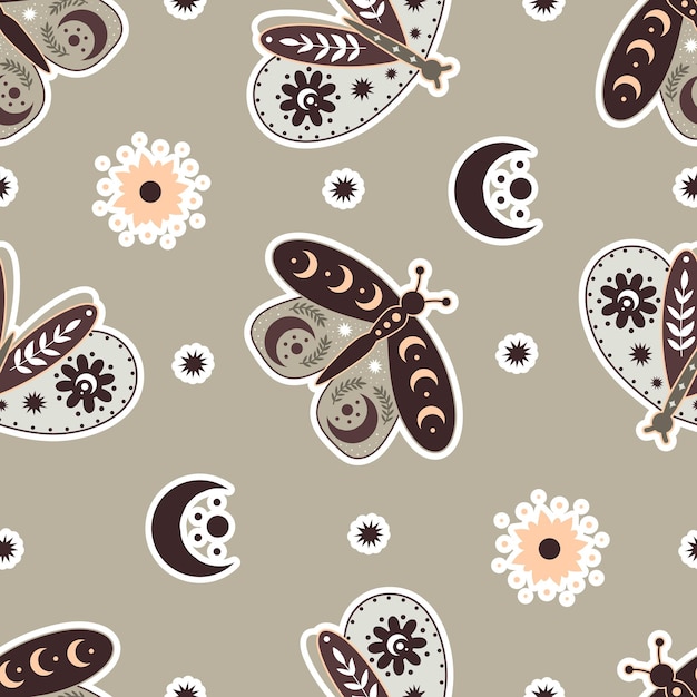 Seamless pattern with cartoon butterflies