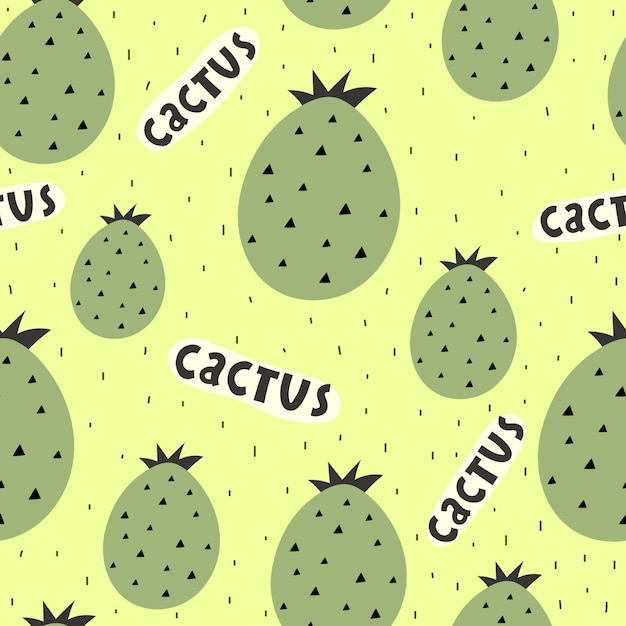 Seamless pattern with cartoon cacti