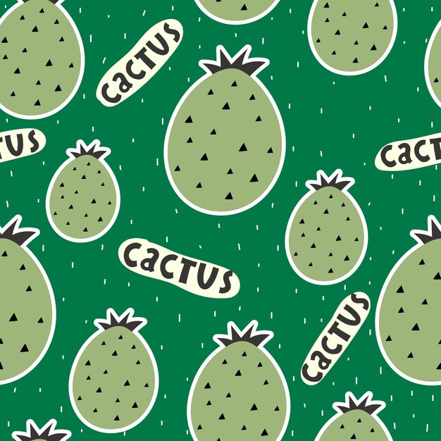 Seamless pattern with cartoon cacti