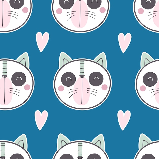 Seamless pattern with cartoon cats