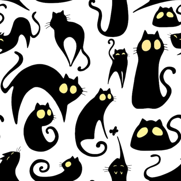 Seamless pattern with cartoon cats