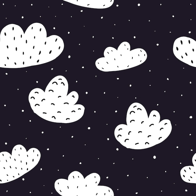 Seamless pattern with cartoon clouds