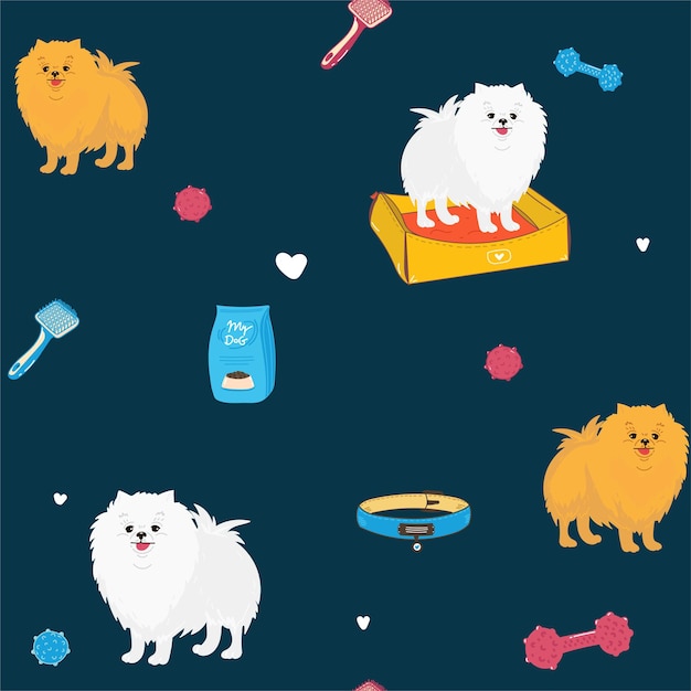 Seamless pattern with cartoon dog