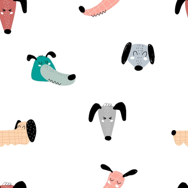 Seamless pattern with cartoon dogs