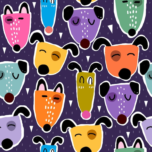 Seamless pattern with cartoon dogs