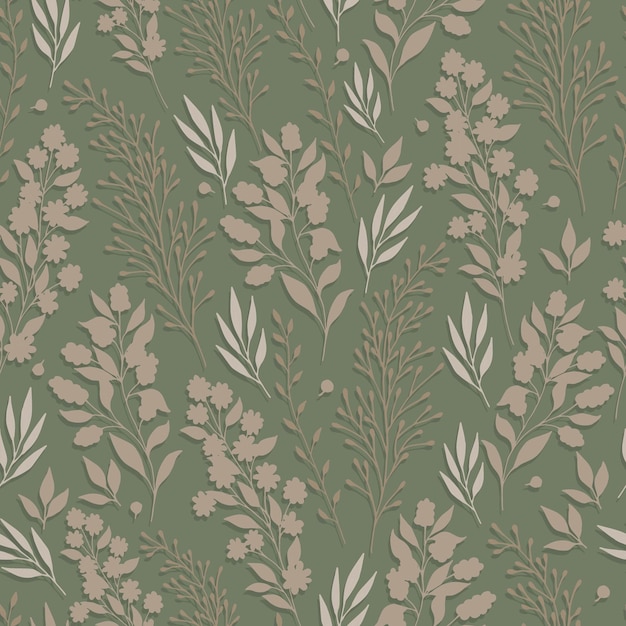 seamless pattern with cartoon flowers twig