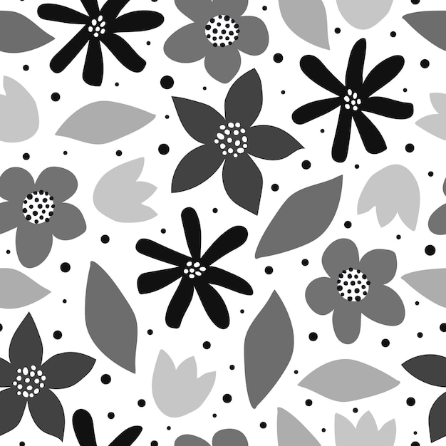 Seamless pattern with cartoon flowers