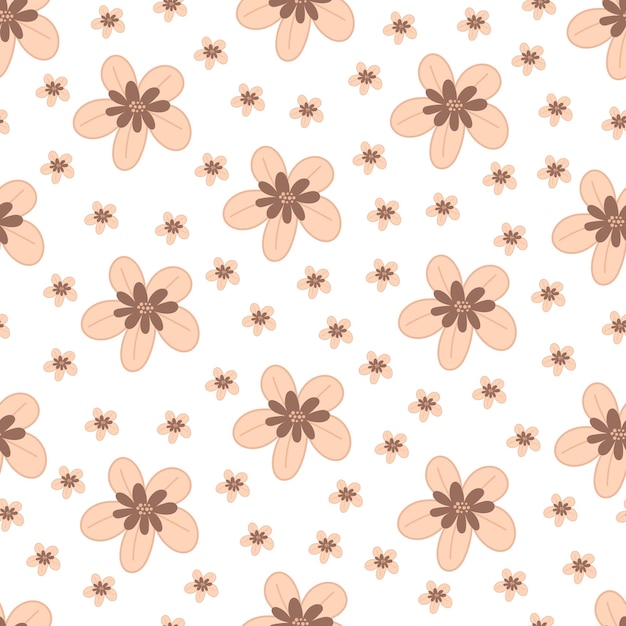 seamless pattern with cartoon flowers