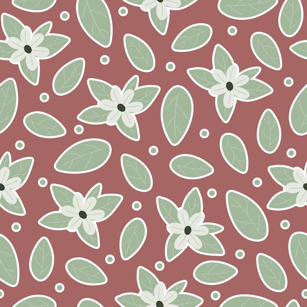 seamless pattern with cartoon flowers