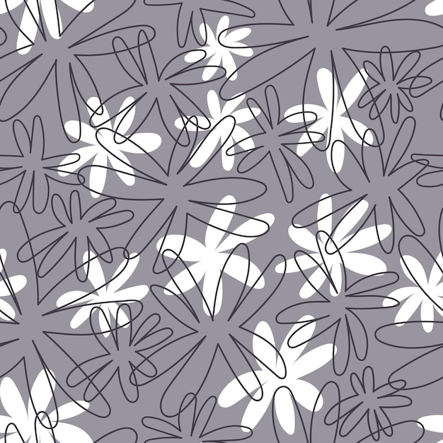 seamless pattern with cartoon flowers