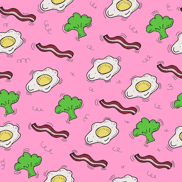 seamless pattern with cartoon food