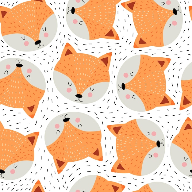 Seamless pattern with cartoon foxes