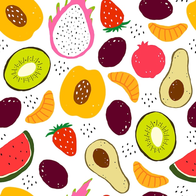 seamless pattern with cartoon fruit