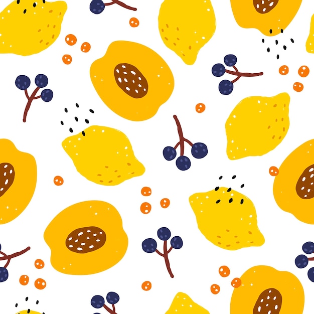 seamless pattern with cartoon fruit