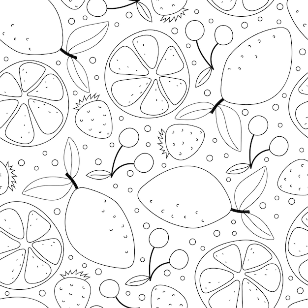 Seamless pattern with cartoon fruits colorful vector