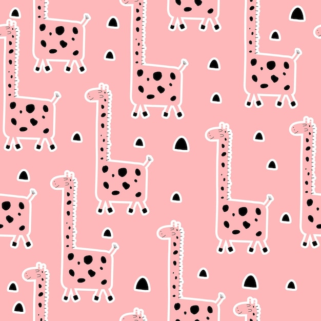 Seamless pattern with cartoon giraffe