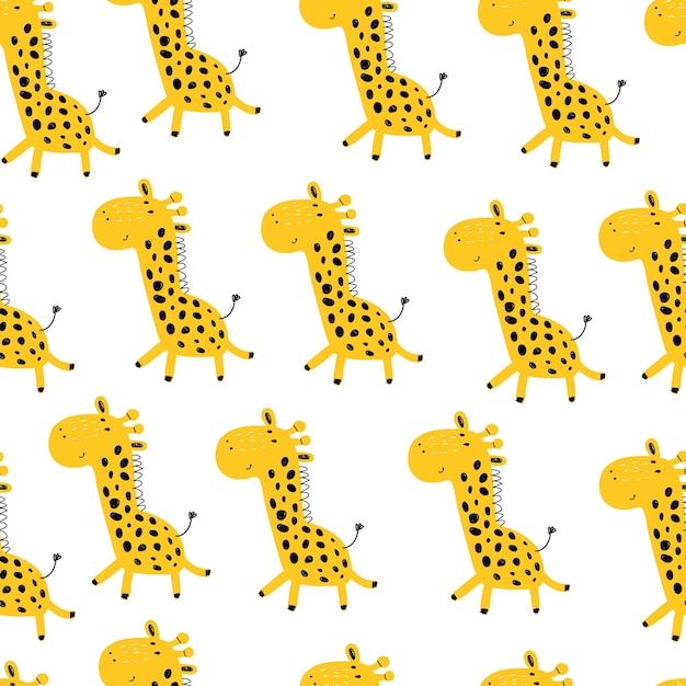 Vector seamless pattern with cartoon giraffes