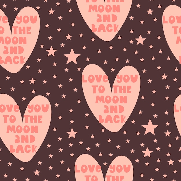 Seamless pattern with cartoon hearts