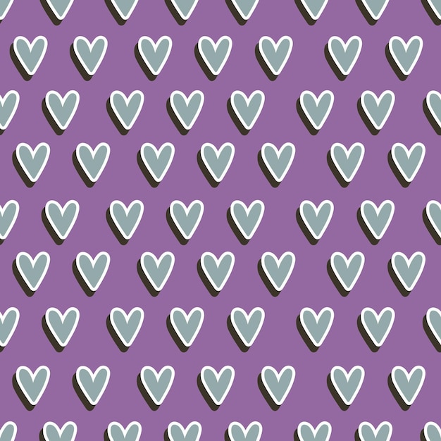 Vector seamless pattern with cartoon hearts