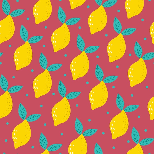 Seamless pattern with cartoon lemons