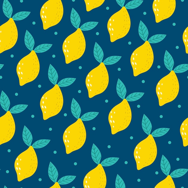 Seamless pattern with cartoon lemons