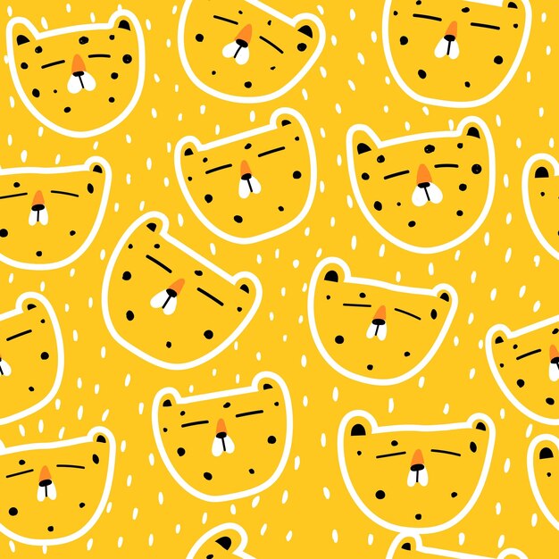 Seamless pattern with cartoon leopards