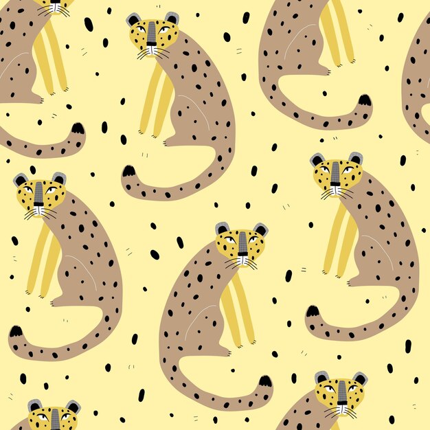 seamless pattern with cartoon leopards
