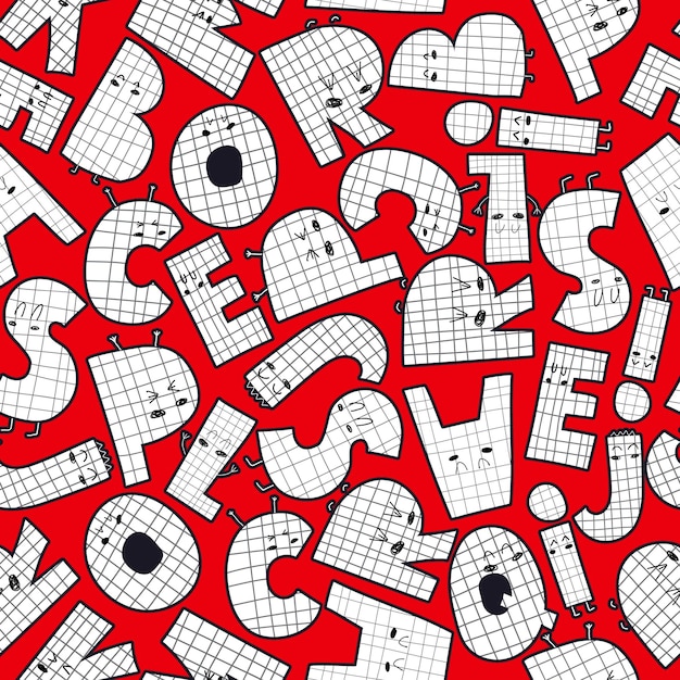 Seamless pattern with cartoon letters