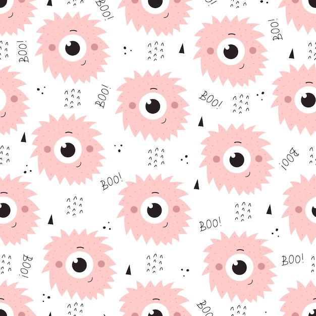 Seamless pattern with cartoon monsters