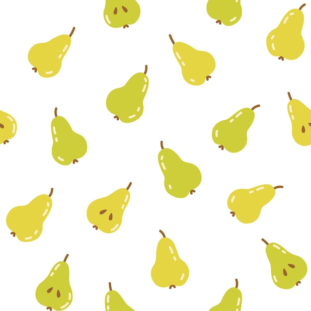 Seamless pattern with cartoon pears in random order